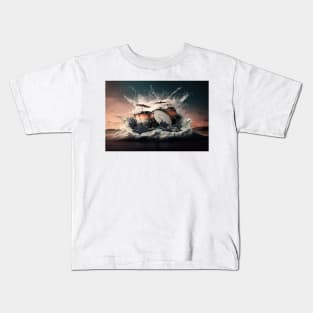 Drummer ArtWork With Water Splashing Kids T-Shirt